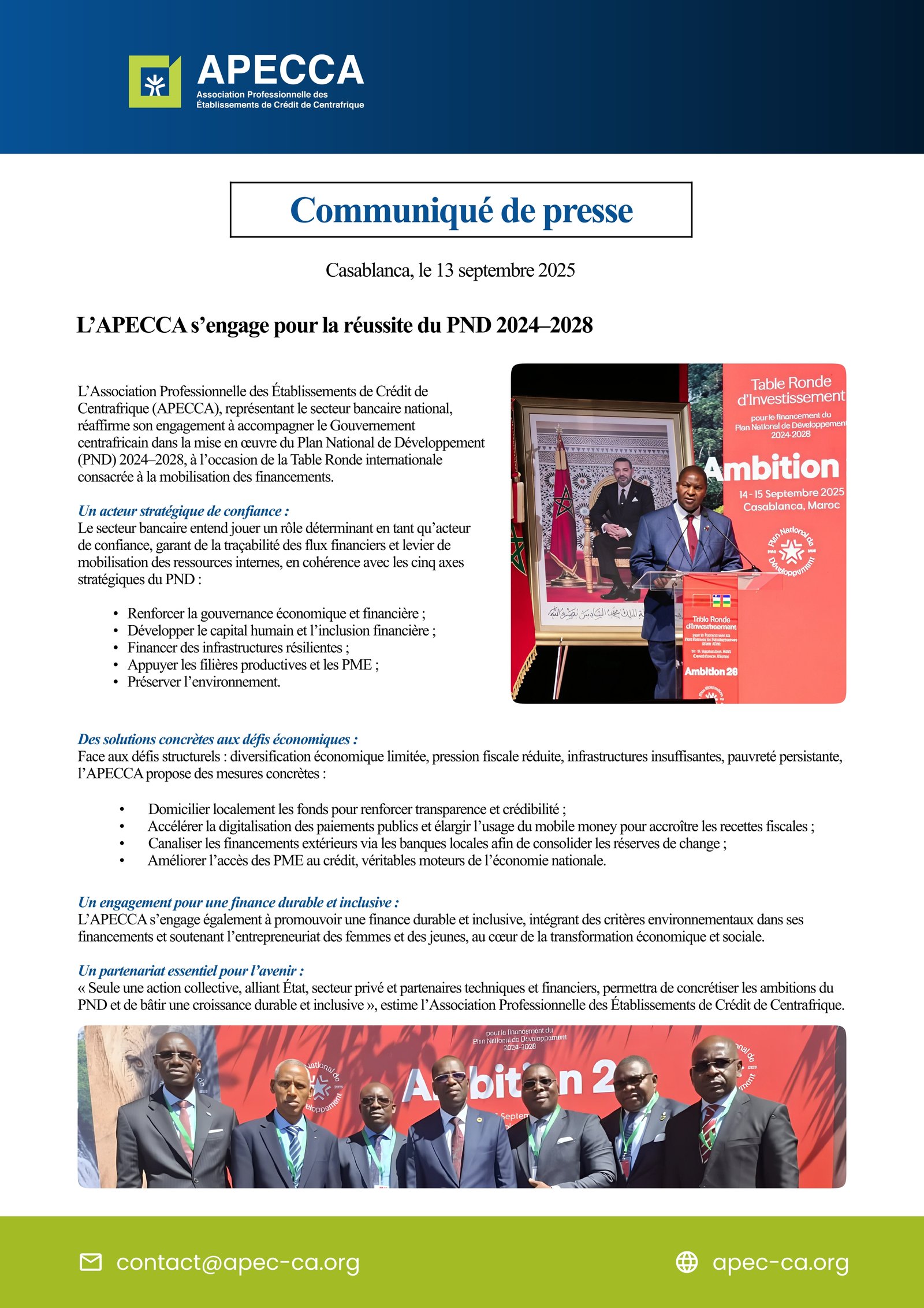 Communiqué de presse - Table ronde PND